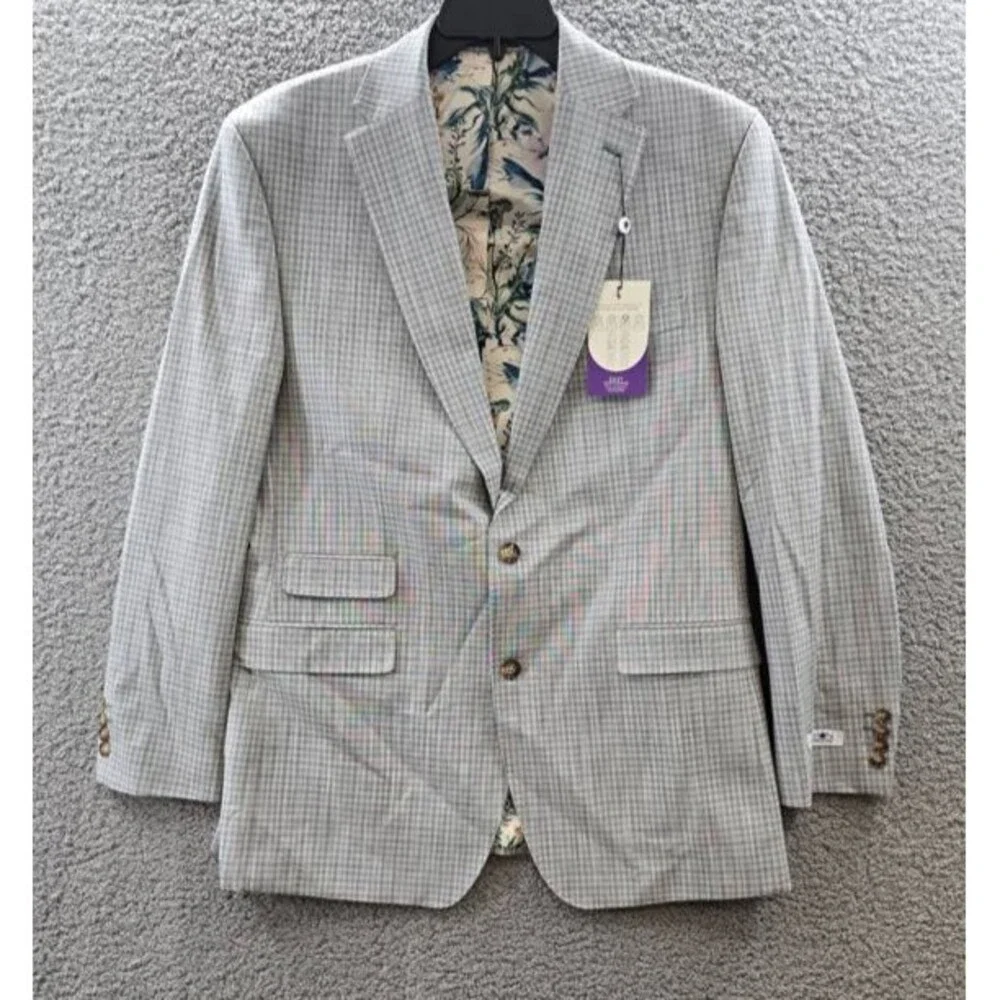 Tayion Collection Regular-Fit Suit Jacket Men's 42L Grey/Green Button Closure